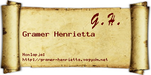 Gramer Henrietta névjegykártya